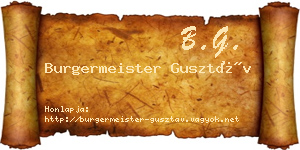 Burgermeister Gusztáv névjegykártya